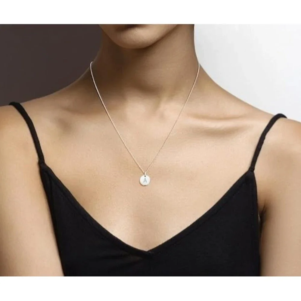 925 Sterling Silver Initial Necklace Women Letter Pendant : Letter, O - 20 in